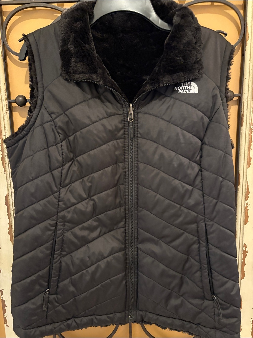 The North Face Women's Black Plush Reversible Vest